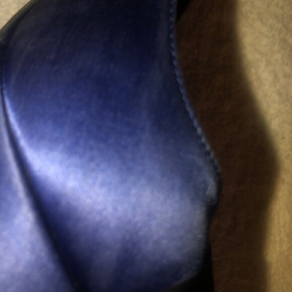 CHANEL Satin Pearl Embellished CC Logo Heels Pumps Shoes Black/blue - Picture 12 of 16